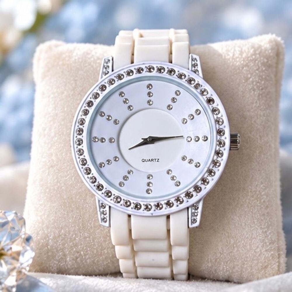 Rhinestone watch with silicone band NWOT